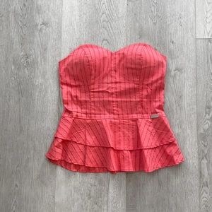Guess | Strapless ruffle peplum top